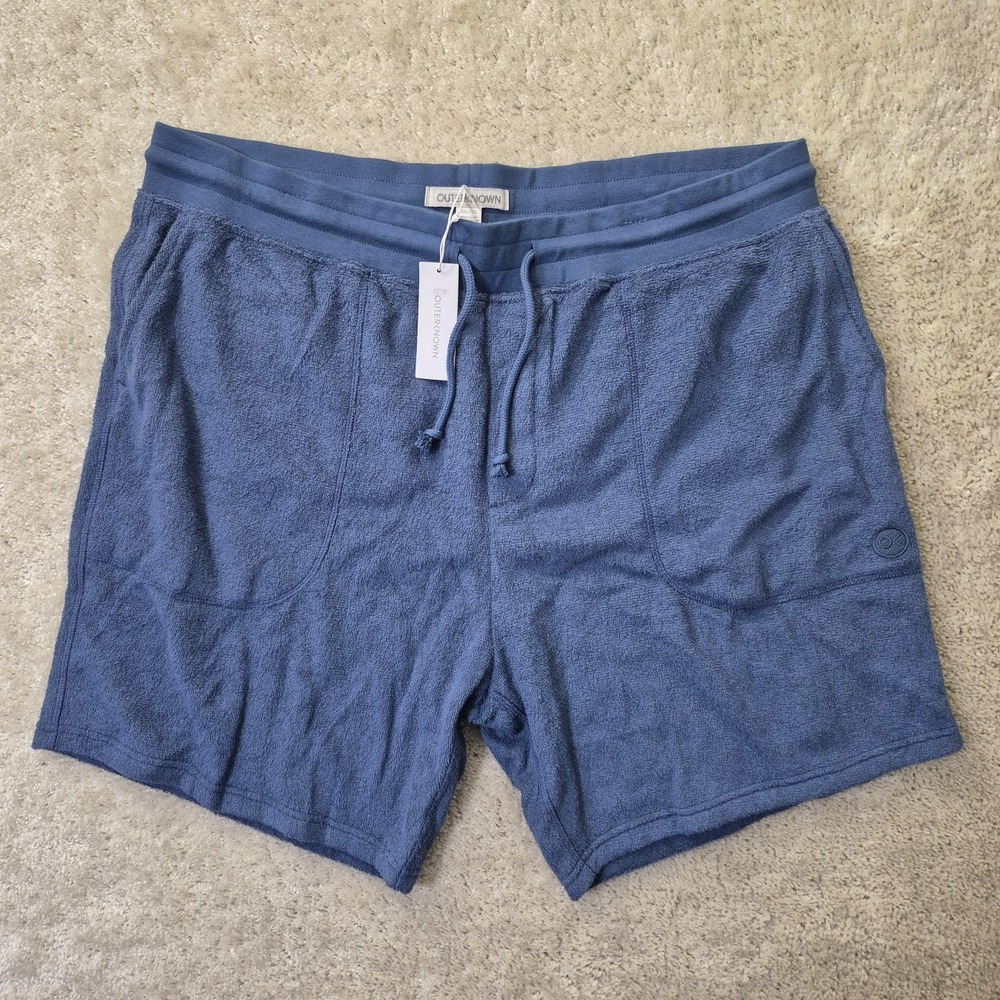 Outerknown Hightide Terry Sweatshorts Men 2XL Blue Athleisure Lounge Drawstring